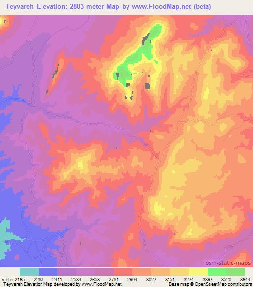 Teyvareh,Afghanistan Elevation Map