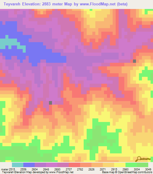 Teyvareh,Afghanistan Elevation Map