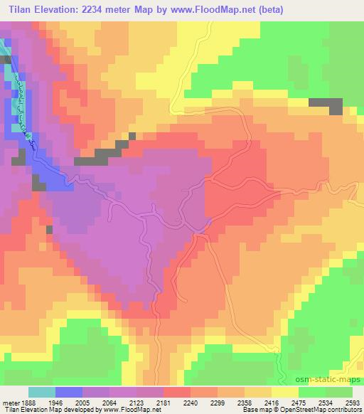 Tilan,Afghanistan Elevation Map