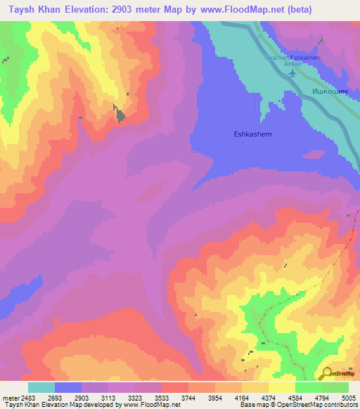 Taysh Khan,Afghanistan Elevation Map