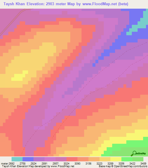 Taysh Khan,Afghanistan Elevation Map