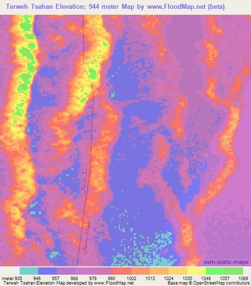 Terweh Tsahan,Afghanistan Elevation Map