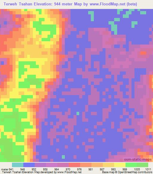 Terweh Tsahan,Afghanistan Elevation Map