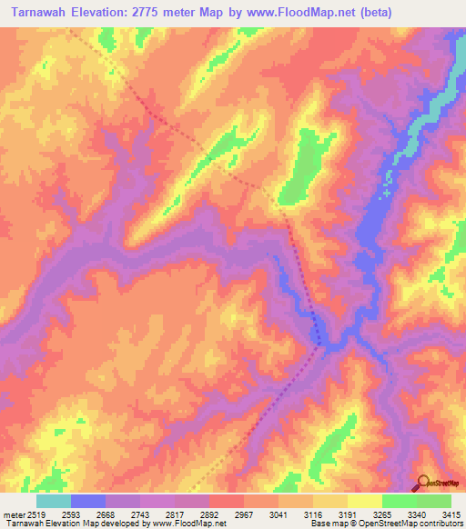 Tarnawah,Afghanistan Elevation Map