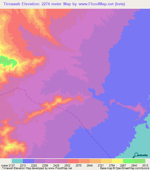 Tirnawah,Afghanistan Elevation Map