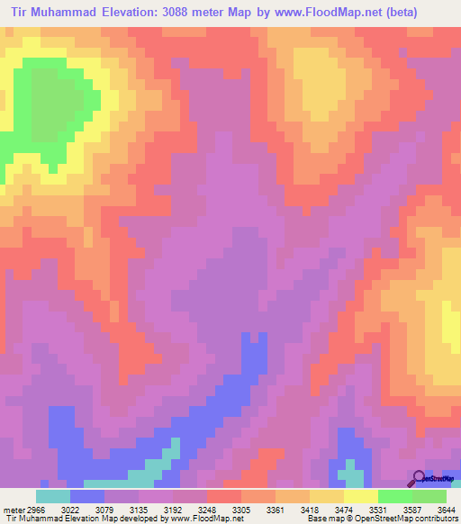 Tir Muhammad,Afghanistan Elevation Map