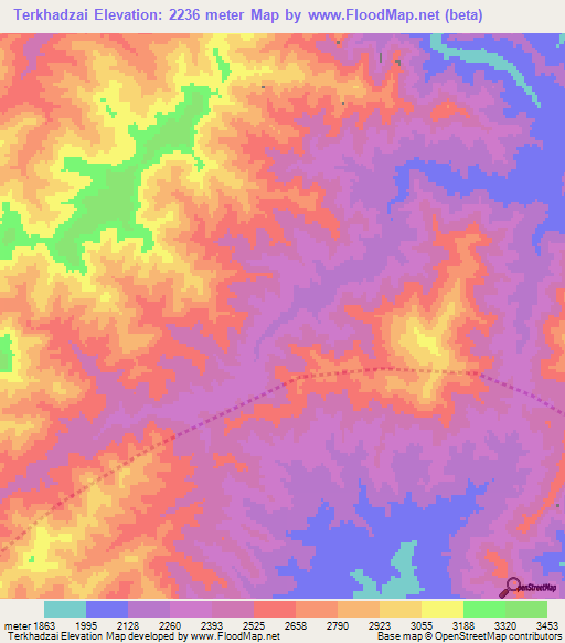 Terkhadzai,Afghanistan Elevation Map