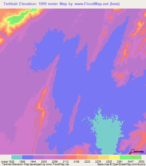Terkhah,Afghanistan Elevation Map