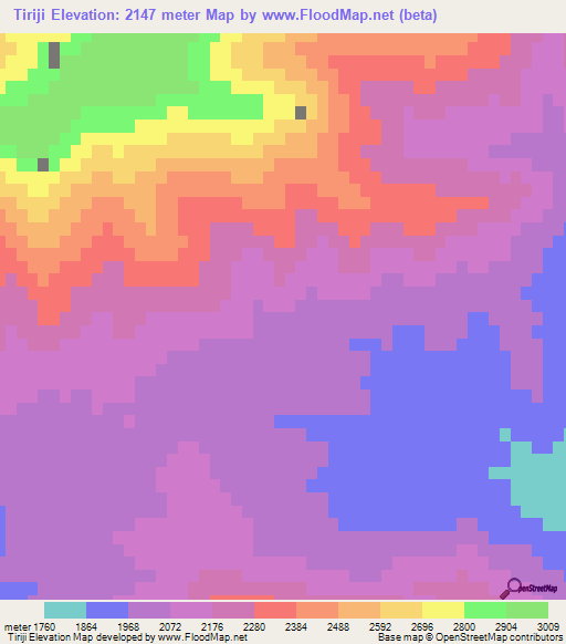 Tiriji,Afghanistan Elevation Map