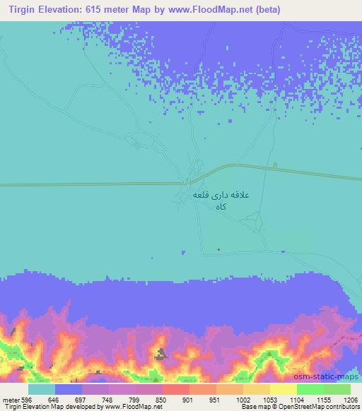 Tirgin,Afghanistan Elevation Map