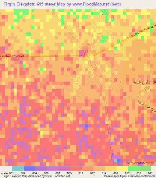 Tirgin,Afghanistan Elevation Map