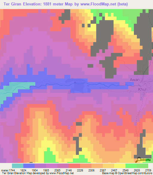 Ter Giran,Afghanistan Elevation Map