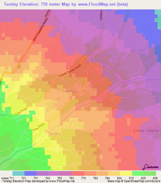 Terelay,Afghanistan Elevation Map