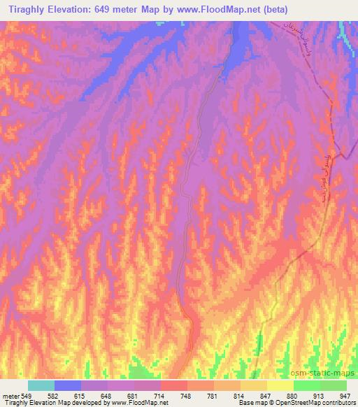 Tiraghly,Afghanistan Elevation Map