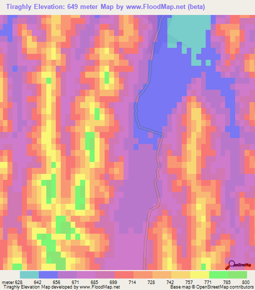 Tiraghly,Afghanistan Elevation Map