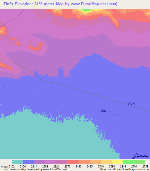 Tinfir,Afghanistan Elevation Map