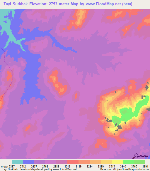 Tayl Surkhak,Afghanistan Elevation Map