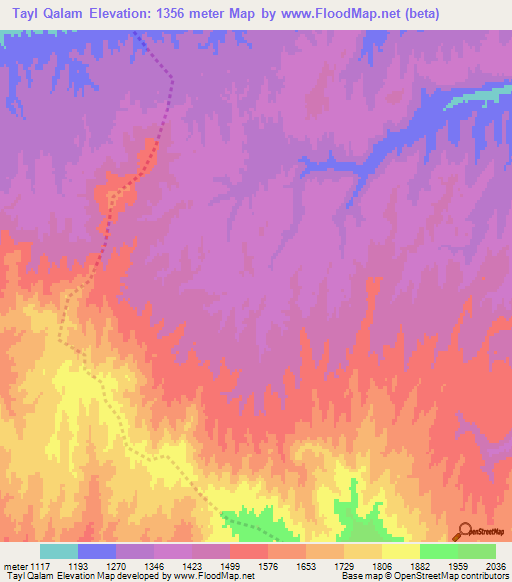 Tayl Qalam,Afghanistan Elevation Map