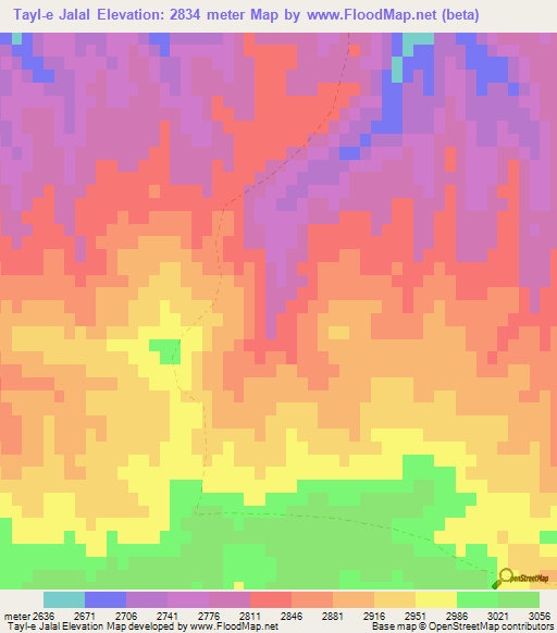 Tayl-e Jalal,Afghanistan Elevation Map