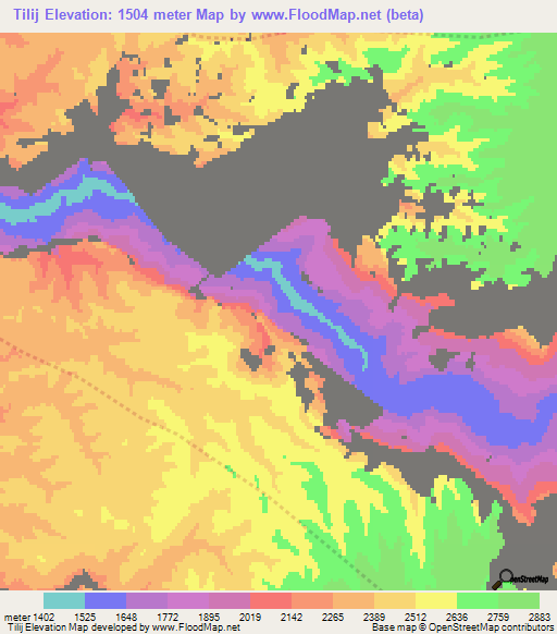 Tilij,Afghanistan Elevation Map