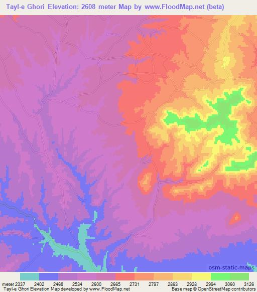 Tayl-e Ghori,Afghanistan Elevation Map