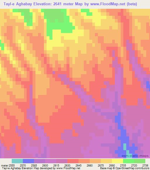 Tayl-e Aghabay,Afghanistan Elevation Map