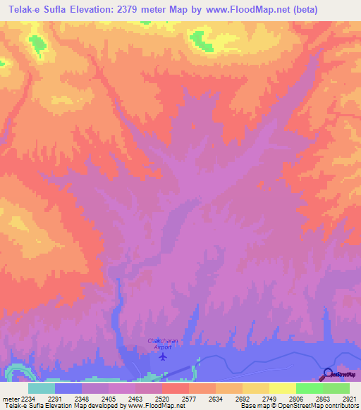Telak-e Sufla,Afghanistan Elevation Map