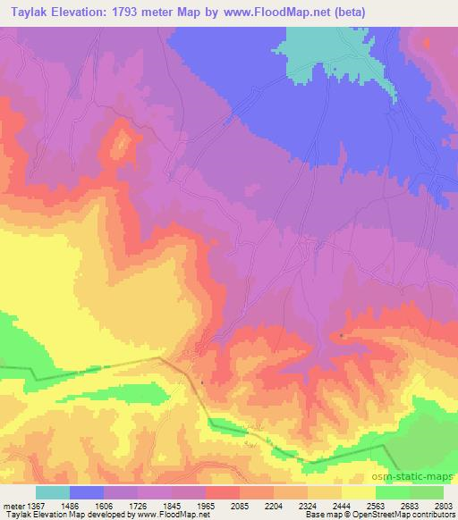 Taylak,Afghanistan Elevation Map