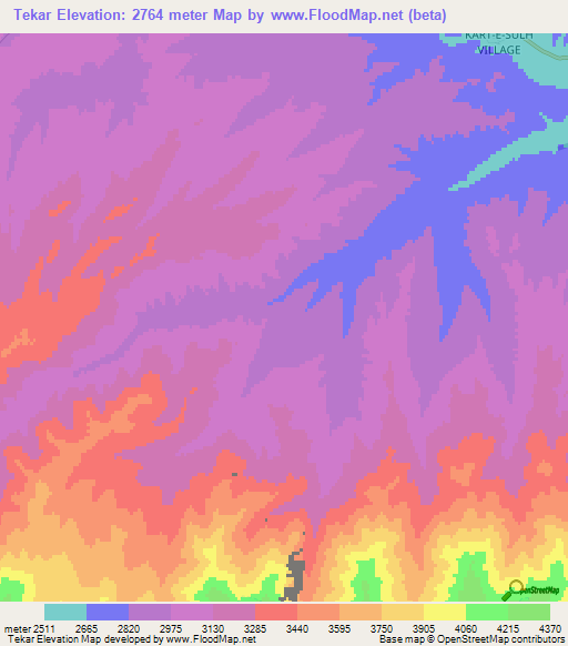 Tekar,Afghanistan Elevation Map