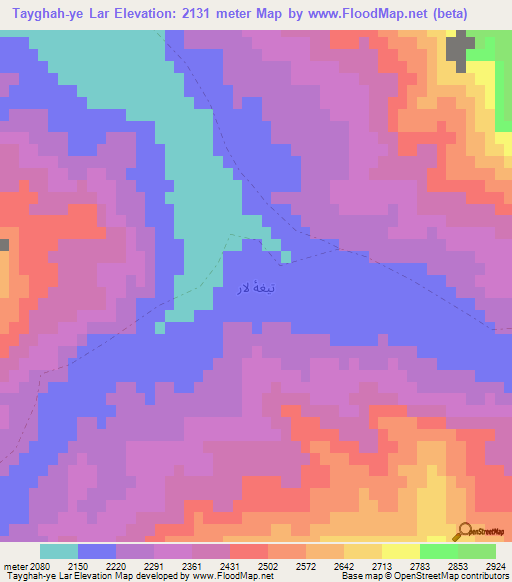 Tayghah-ye Lar,Afghanistan Elevation Map