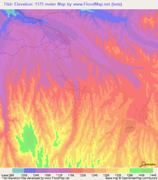 Tibir,Afghanistan Elevation Map