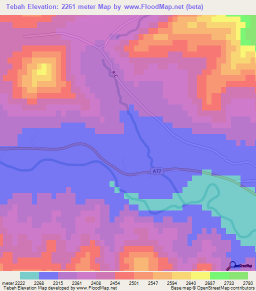 Tebah,Afghanistan Elevation Map