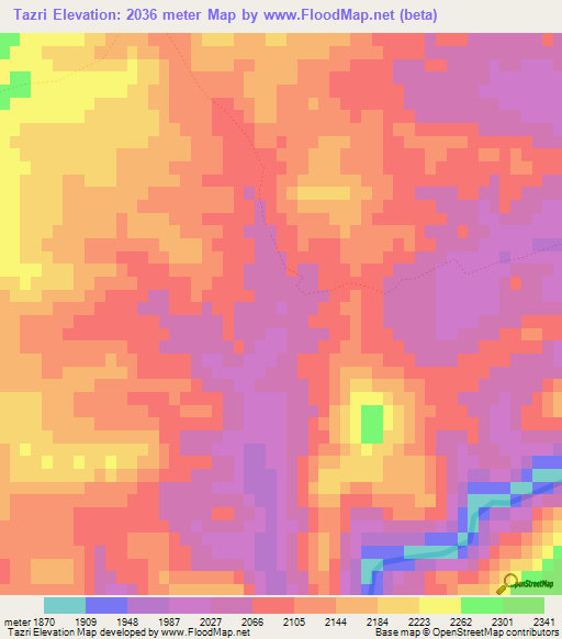 Tazri,Afghanistan Elevation Map