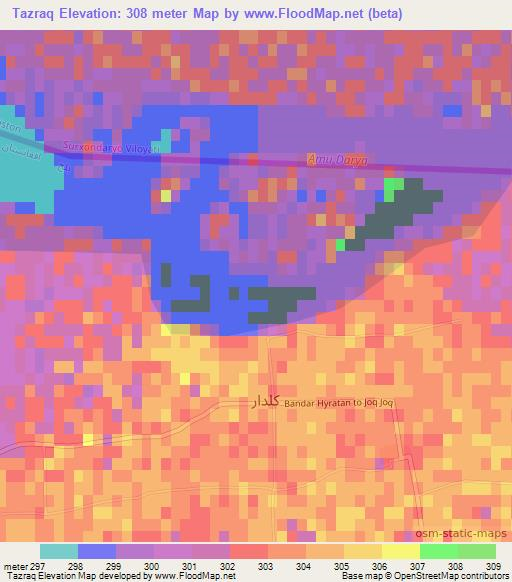 Tazraq,Afghanistan Elevation Map