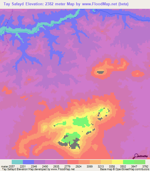 Tay Safayd,Afghanistan Elevation Map
