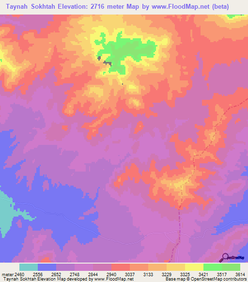 Taynah Sokhtah,Afghanistan Elevation Map