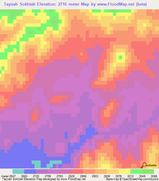 Taynah Sokhtah,Afghanistan Elevation Map
