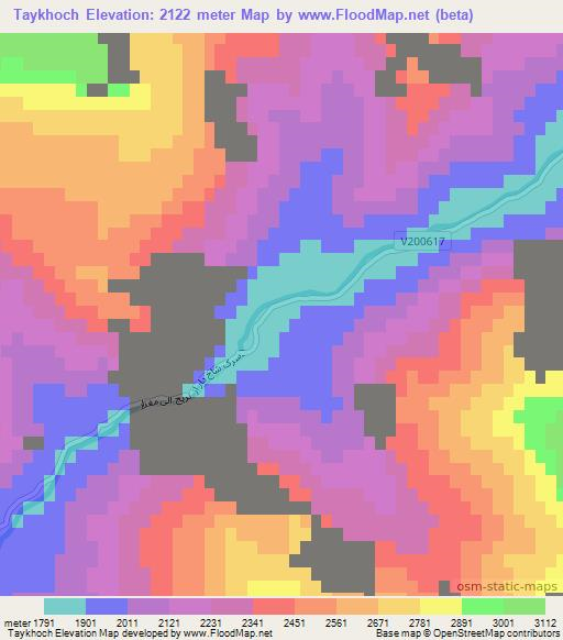 Taykhoch,Afghanistan Elevation Map