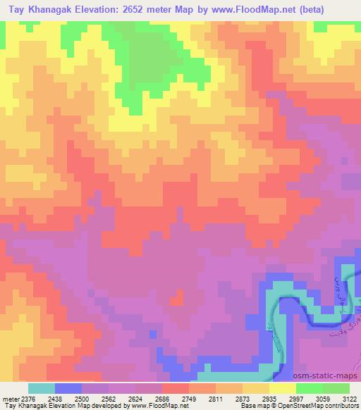 Tay Khanagak,Afghanistan Elevation Map