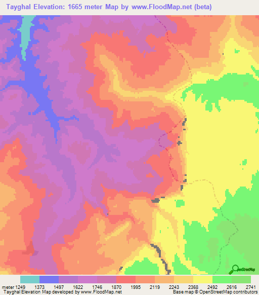 Tayghal,Afghanistan Elevation Map