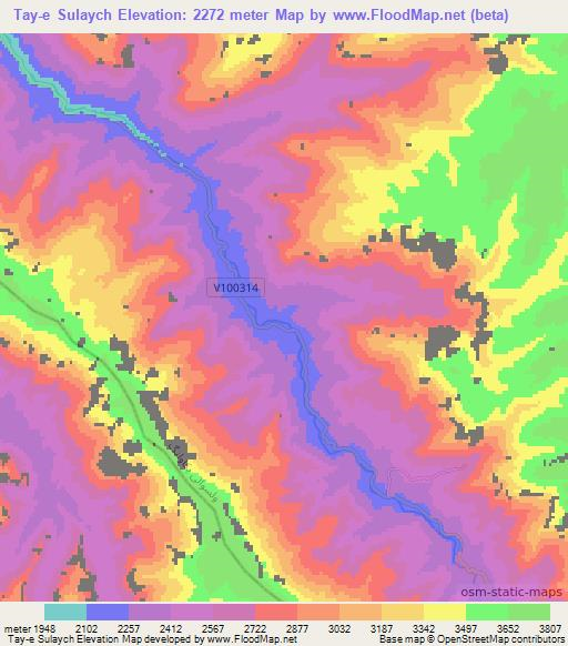 Tay-e Sulaych,Afghanistan Elevation Map