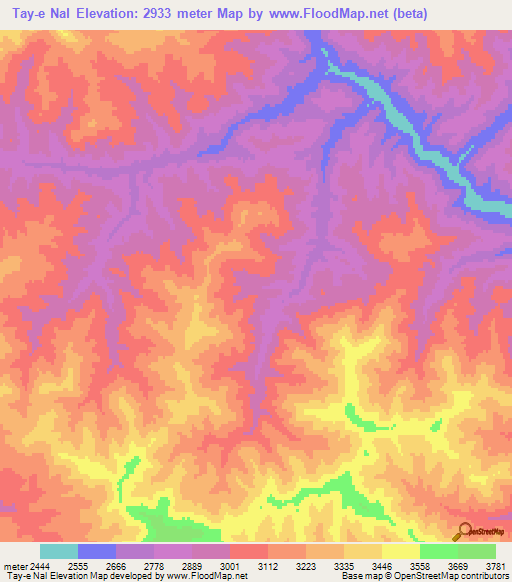 Tay-e Nal,Afghanistan Elevation Map