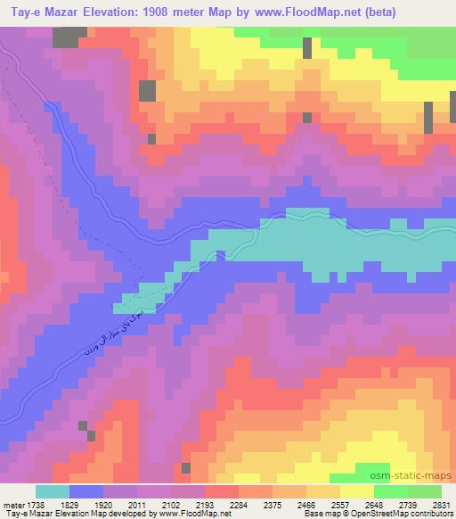 Tay-e Mazar,Afghanistan Elevation Map