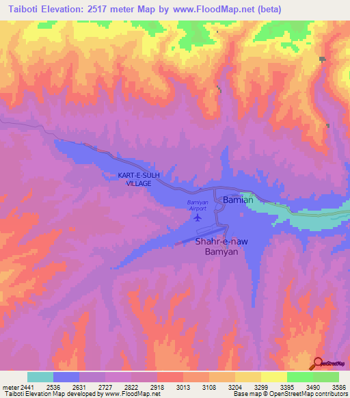 Taiboti,Afghanistan Elevation Map