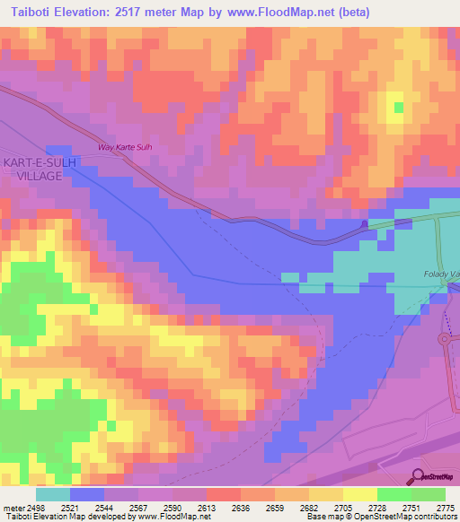 Taiboti,Afghanistan Elevation Map
