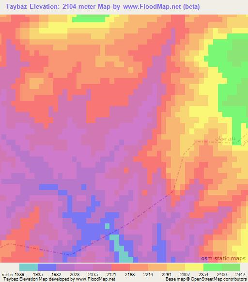 Taybaz,Afghanistan Elevation Map