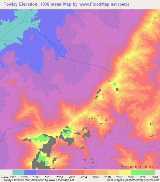 Towlay,Afghanistan Elevation Map