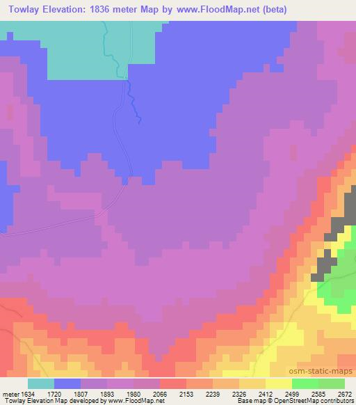 Towlay,Afghanistan Elevation Map