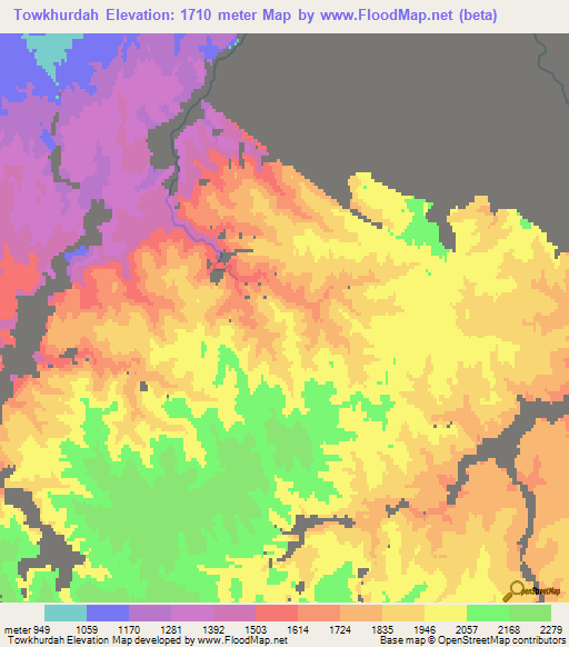 Towkhurdah,Afghanistan Elevation Map
