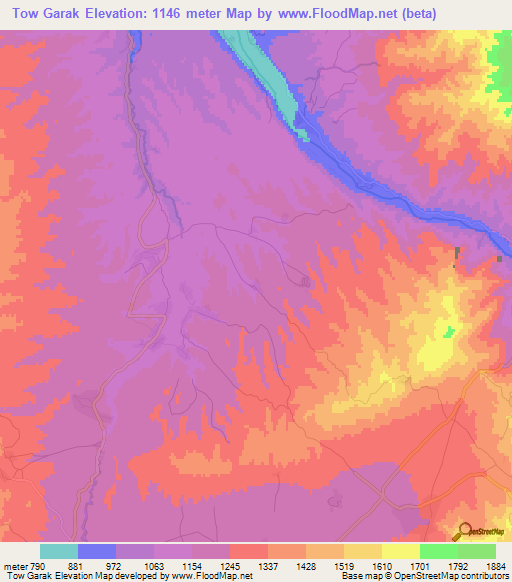 Tow Garak,Afghanistan Elevation Map
